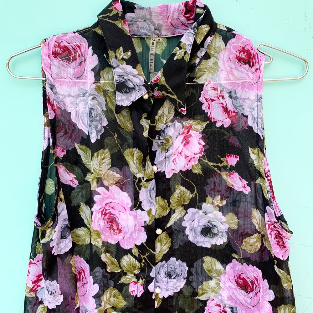 AWAKE COUTURE see through long sleeveless blouse M